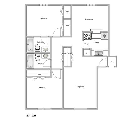 a floor plan of a house with a bedroom and a living room